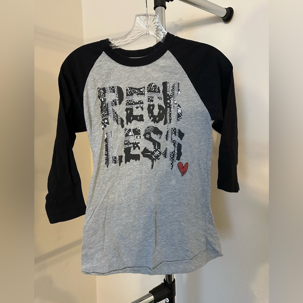 Young&Reckless Gray/Black Bandana Logo 3/4 Length Baseball Tee - Small